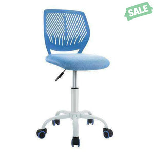 Adjustable Office Task Desk Armless Chair-Blue