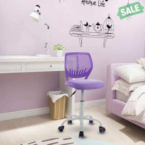 Adjustable Office Task Desk Armless Chair-Purple