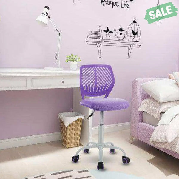 Adjustable Office Task Desk Armless Chair-Purple