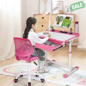 Adjustable Office Task Desk Armless Chair-Pink