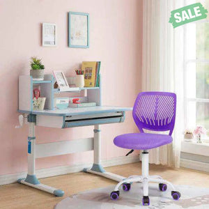 Adjustable Office Task Desk Armless Chair-Purple