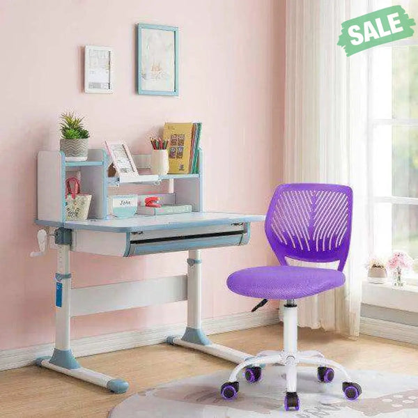 Adjustable Office Task Desk Armless Chair-Purple
