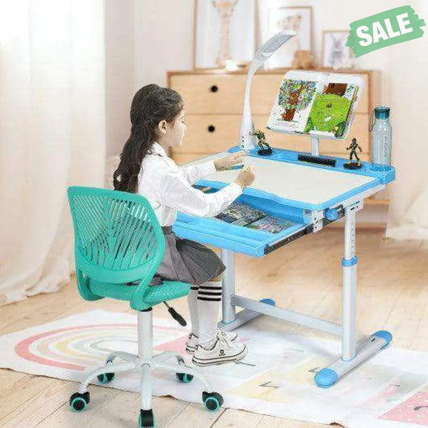 Adjustable Office Task Desk Armless Chair-Turquoise
