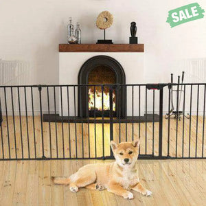 Adjustable Panel Baby Safe Metal Gate Play Yard-Black Black Baby Playpen & Playards