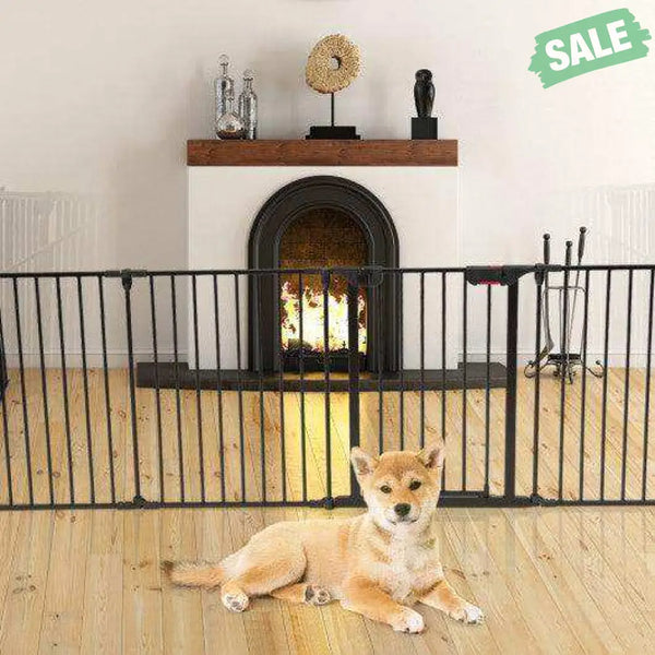 Adjustable Panel Baby Safe Metal Gate Play Yard-Black Black Baby Playpen & Playards