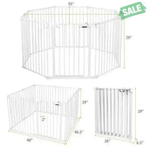 Adjustable Panel Baby Safe Metal Gate Play Yard-Black Black Baby Playpen & Playards