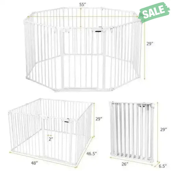 Adjustable Panel Baby Safe Metal Gate Play Yard-Black Black Baby Playpen & Playards