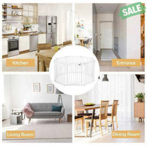 Adjustable Panel Baby Safe Metal Gate Play Yard-Black Black Baby Playpen & Playards