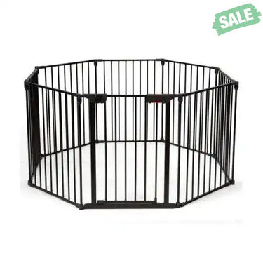 Adjustable Panel Baby Safe Metal Gate Play Yard-Black Black Baby Playpen & Playards