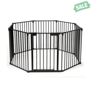 Adjustable Panel Baby Safe Metal Gate Play Yard-Black Black Baby Playpen & Playards