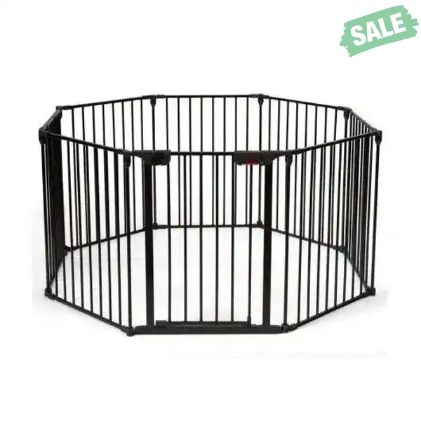 Adjustable Panel Baby Safe Metal Gate Play Yard-Black Black Baby Playpen & Playards