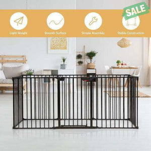 Adjustable Panel Baby Safe Metal Gate Play Yard-Black Black Baby Playpen & Playards