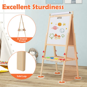 Adjustable Double-sided Easel with 4 Paint Cups