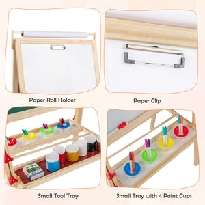 Adjustable Double-sided Easel with 4 Paint Cups
