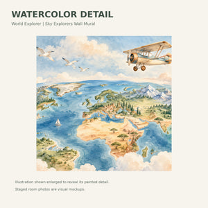 Watercolor World Explorer Wall Mural, image 4