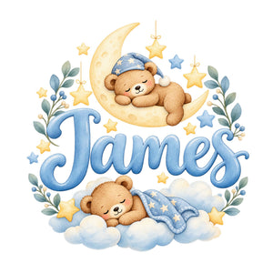 Personalised Sleepy Teddy Name Wall Decal, image 2