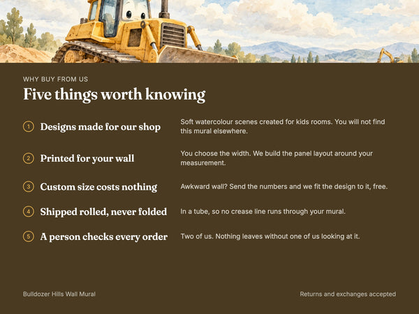 Watercolor Bulldozer Hills Wall Mural, image 10