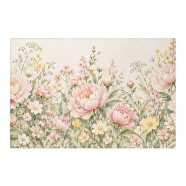 Peony Garden kids rug, full view of the printed design