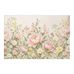 Peony Garden kids rug, full view of the printed design