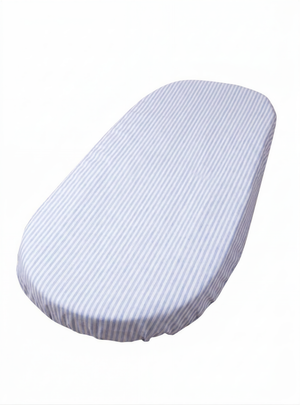 Wendy Anne Blue Seersucker Stripe Cotton Oval Fitted Sheet