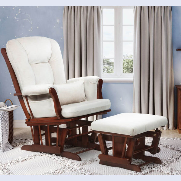 AFG Alice Glider Chair and Ottoman Espresso with Pillow