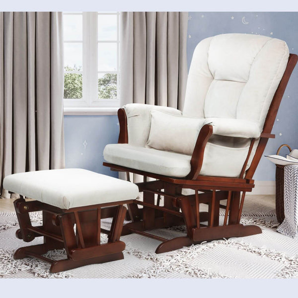 AFG Alice Glider Chair and Ottoman Espresso with Pillow
