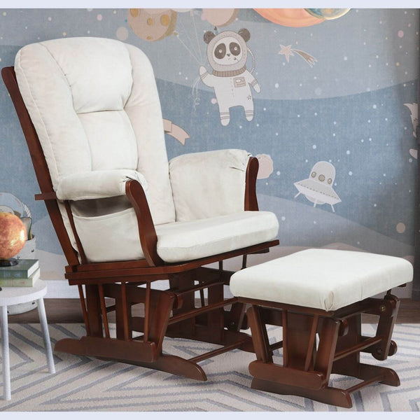 AFG Alice Glider Chair and Ottoman Espresso without Pillow