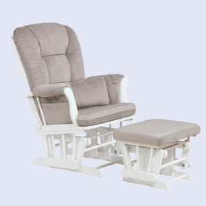 AFG Alice Glider Chair and Ottoman White without Pillow