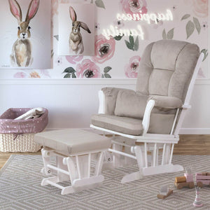 AFG Alice Glider Chair and Ottoman White without Pillow