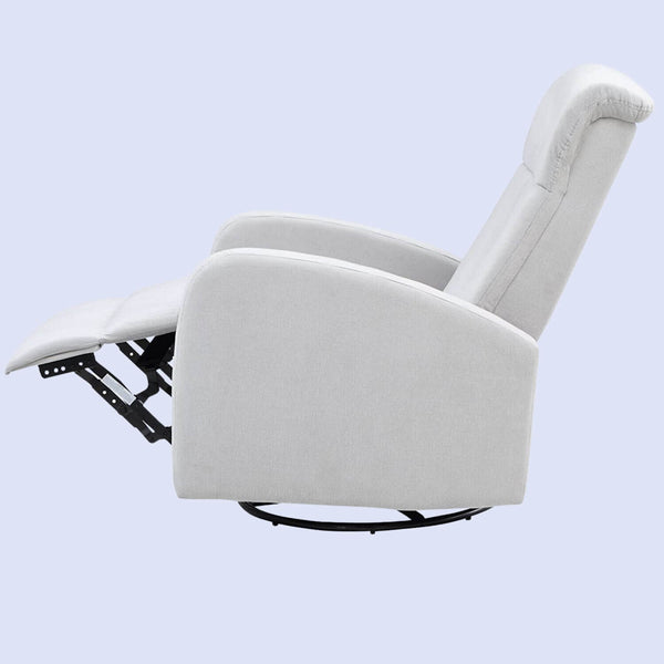 AFG Amber Gray Suede Fabric Upholstery Nursery Swivel Glider Recliner