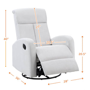 AFG Amber Gray Suede Fabric Upholstery Nursery Swivel Glider Recliner