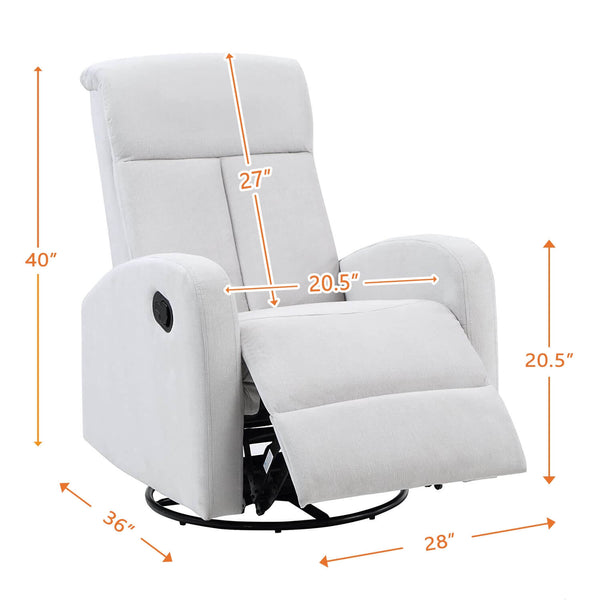 AFG Amber Gray Suede Fabric Upholstery Nursery Swivel Glider Recliner