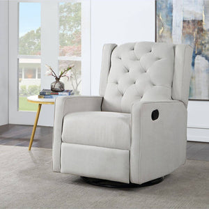 AFG Ava Gray Suede Fabric Upholstery Swivel Glider Recliner