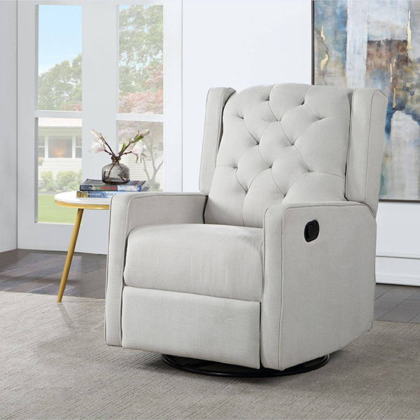 AFG Ava Gray Suede Fabric Upholstery Swivel Glider Recliner