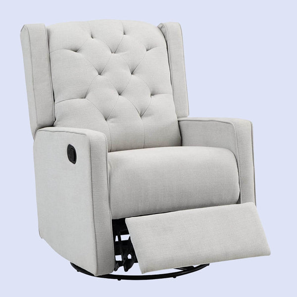 AFG Ava Gray Suede Fabric Upholstery Swivel Glider Recliner