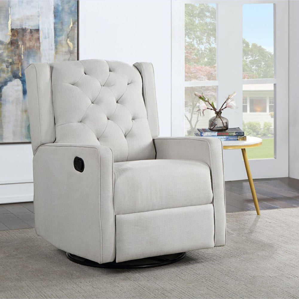 AFG Ava Gray Suede Fabric Upholstery Swivel Glider Recliner