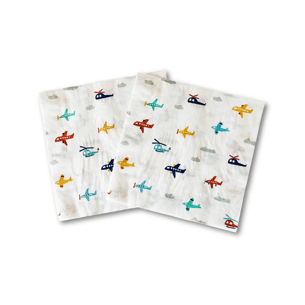 Airplane Party Lunch Napkins for Kids Birthday, 6.5 Inch (24 Pack)