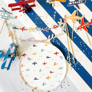 Oh My Time Flies Airplane Cake Banner, First Birthday Cake Topper