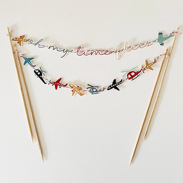 Airplane Cake Topper Banner for Kids Birthday Cake