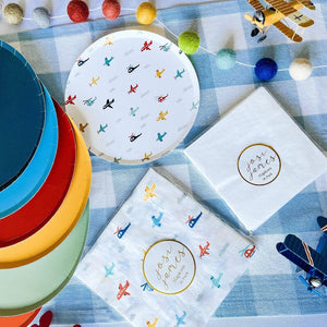Airplane Dessert Plates, 7 Inch Kids Birthday Party Plates