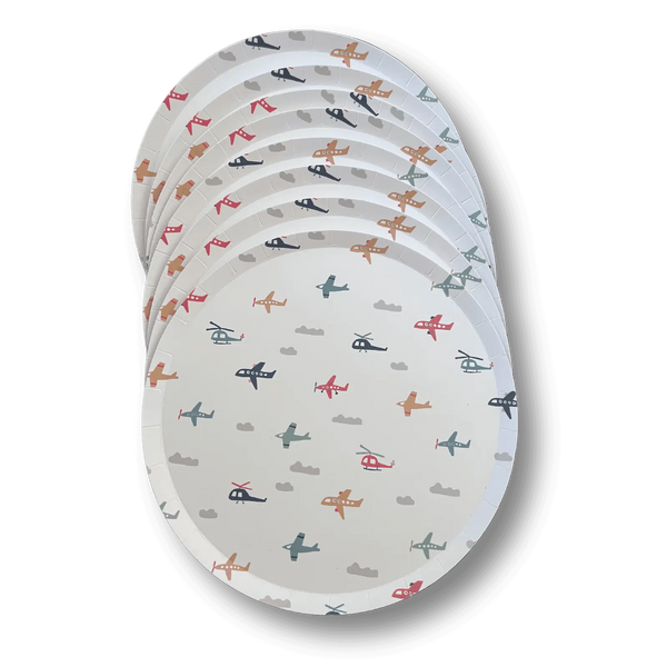 Airplane Dessert Plates, 7 Inch Kids Birthday Party Plates