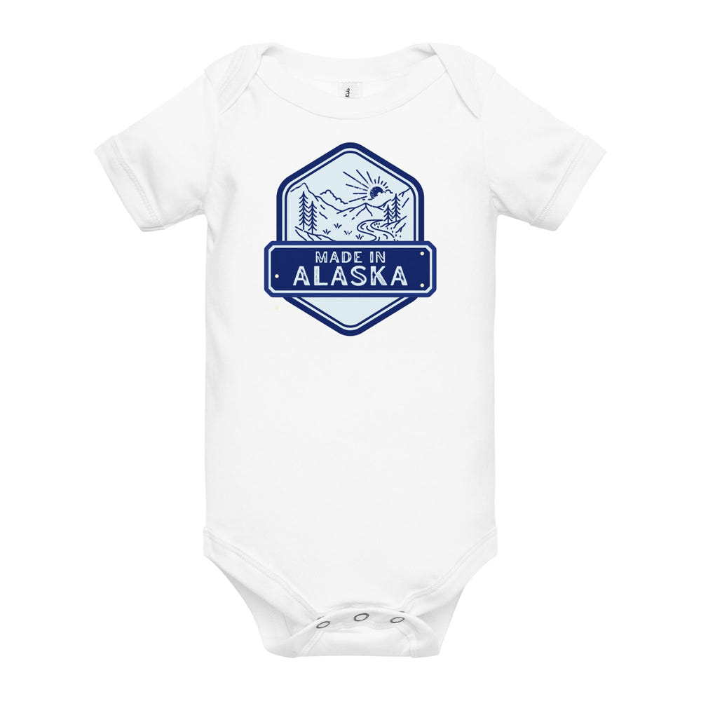 Alaska Baby Onesie - Short sleeve bodysuit for infants, featuring a cozy design and playful graphics.