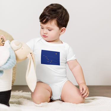 Alaska Stars Baby Onesie - Adorable short sleeve bodysuit for infants, featuring a cute star design.