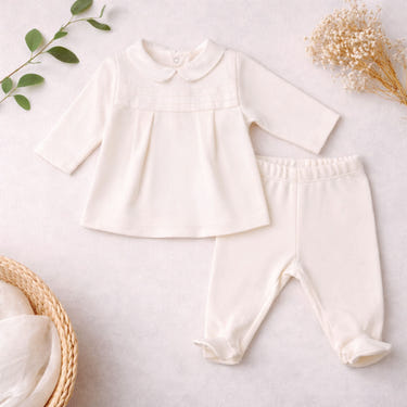 ALBAN | Baby Boys Ivory Organic Cotton All-in-One Set