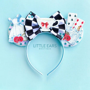 Alice's Adventures Mickey Ears - whimsical headband inspired by Alice in Wonderland for babies and toddlers.