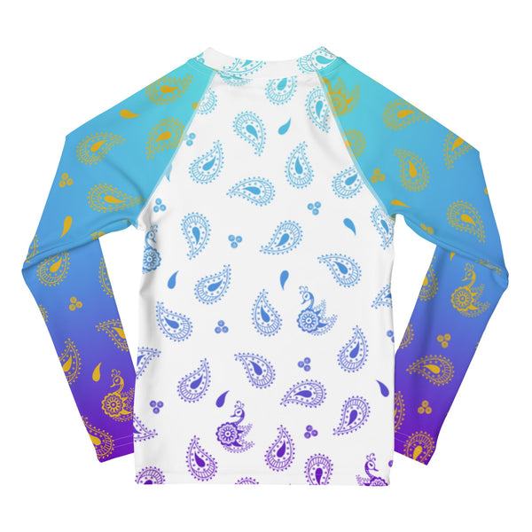 Peacock Henna Kids' Rash Guard – Elegance Meets Sun Protection