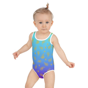 Peacock Henna Girls' Swimsuit – Graceful, Bold, and Made to Move