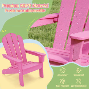 All-Weather HDPE Kid’s Adirondack Chair with with High Backrest and Armrests-Brown Pink Kids Chairs & Seating
