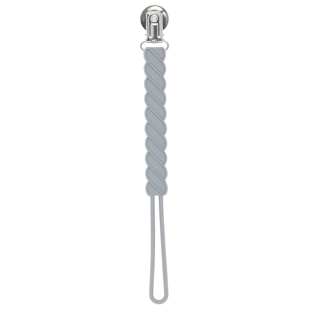 Twist Gray All Silicone One Piece Pacifier Clip