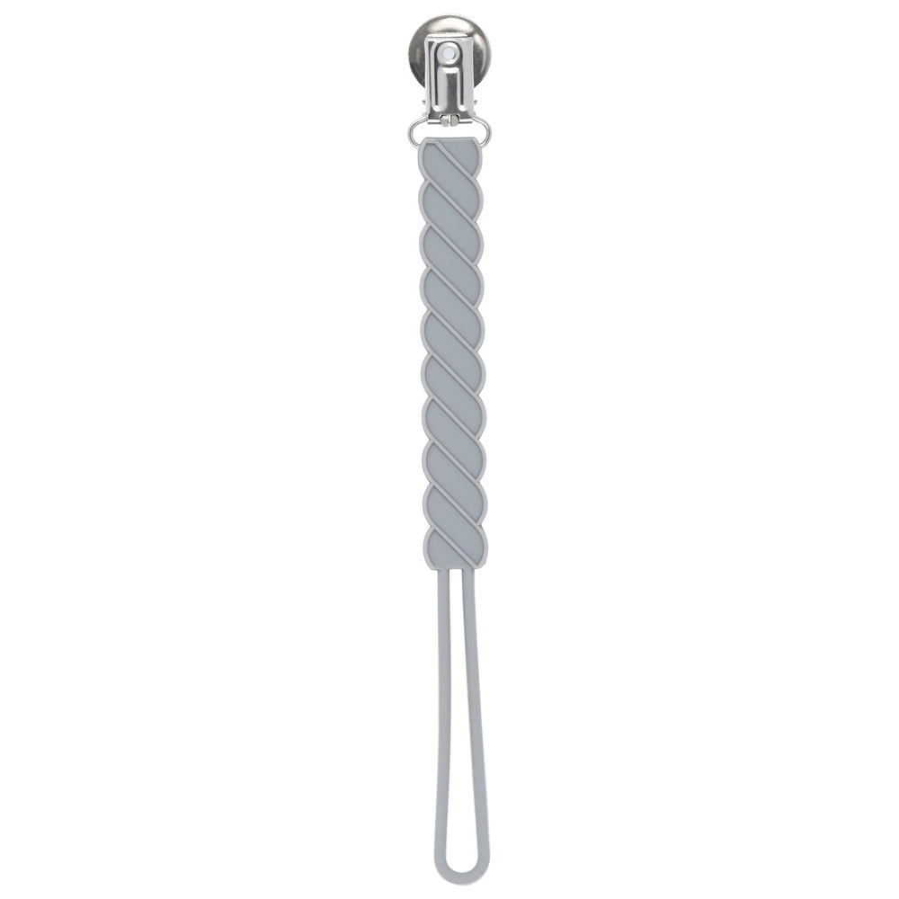 Twist Gray All Silicone One Piece Pacifier Clip